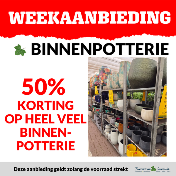 BINNENPOTTERIE 50% KORTING