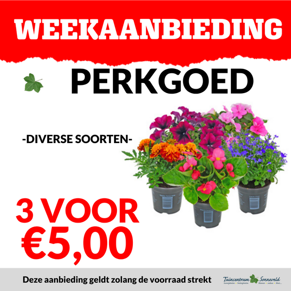 PERKGOED 3 VOOR €5,00