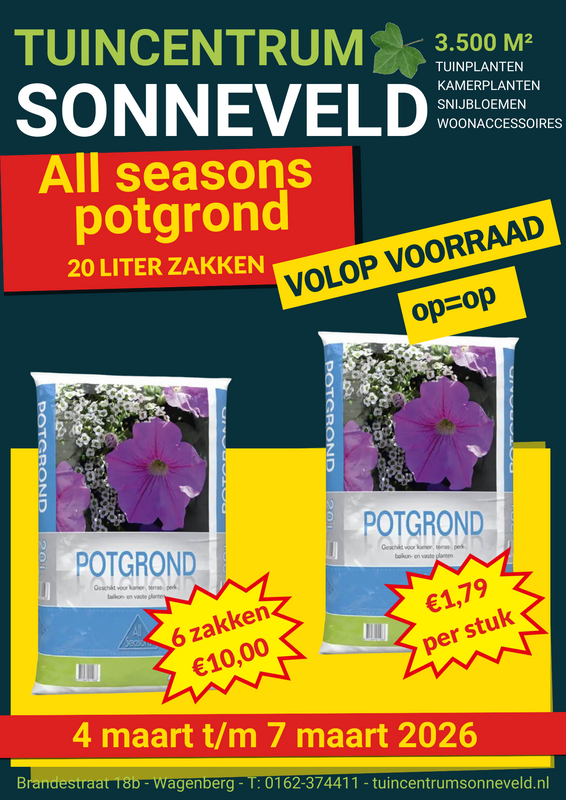 POTGROND ACTIE 6 ZAKKEN VOOR €10,00. OP=OP