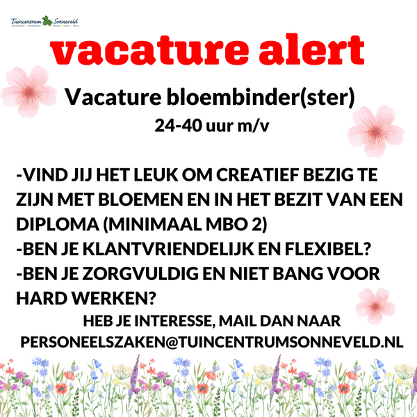 Vacature bloemist 24-40 uur